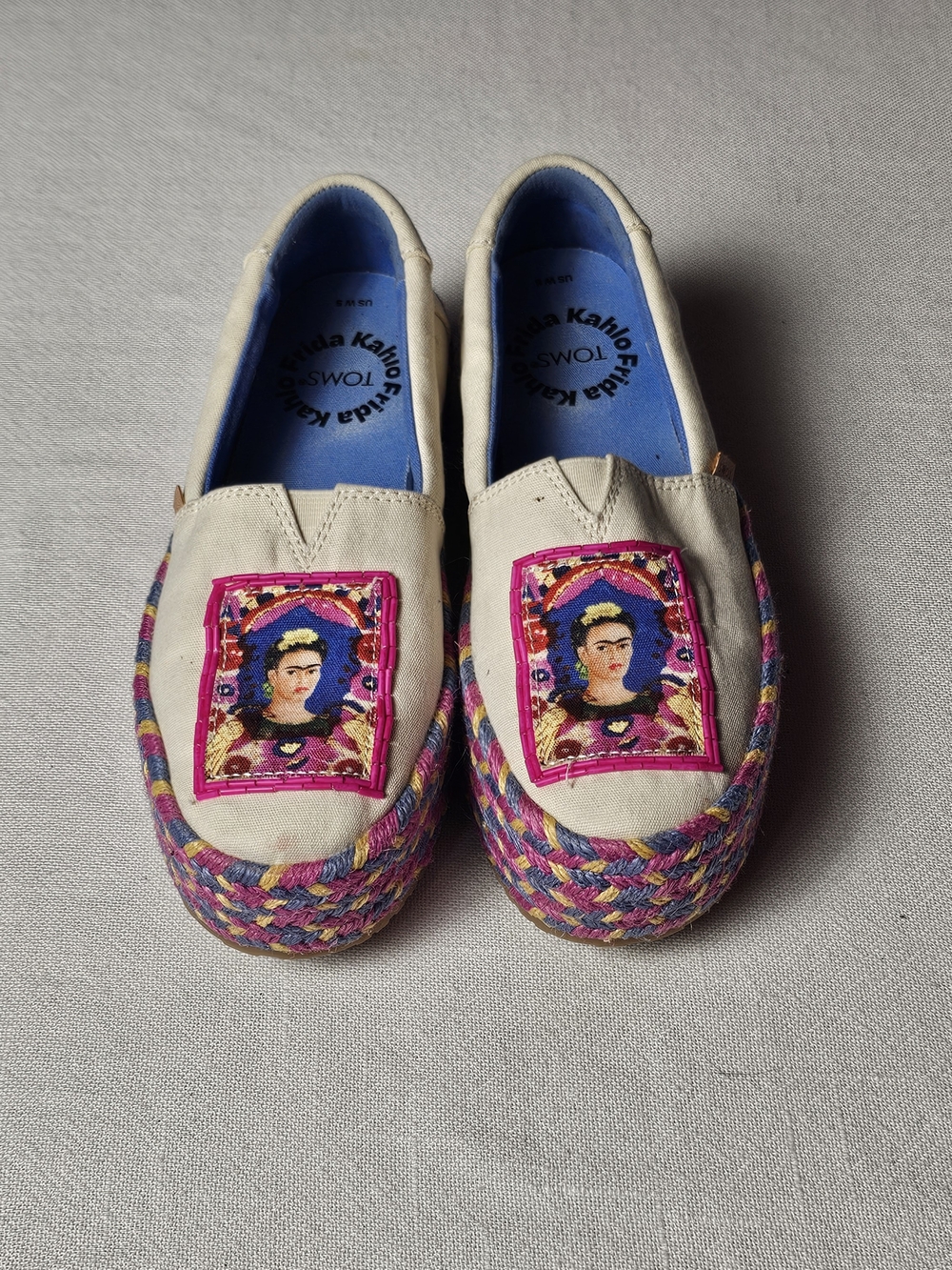 TOMS Valencia Frida Kahlo‎ Platform Espadrilles Womens Size 5 Multi Color